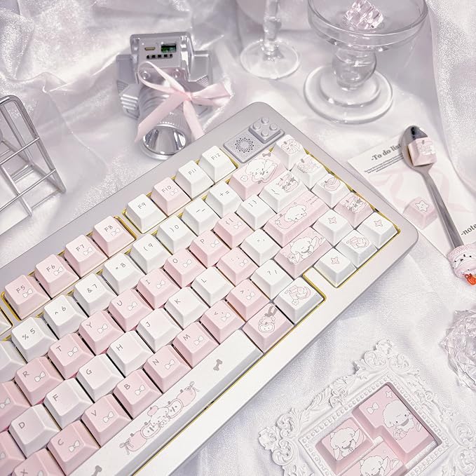 Pink Puppy's Fruits Keycaps 140 Keys, Cherry Profile PBT Key Caps Set, Dye Sublimation Cute Keyboard Keycaps, Custom Key Cap for Cherry MX Switches Mechanical Gaming Keyboard 60% 75% 100%