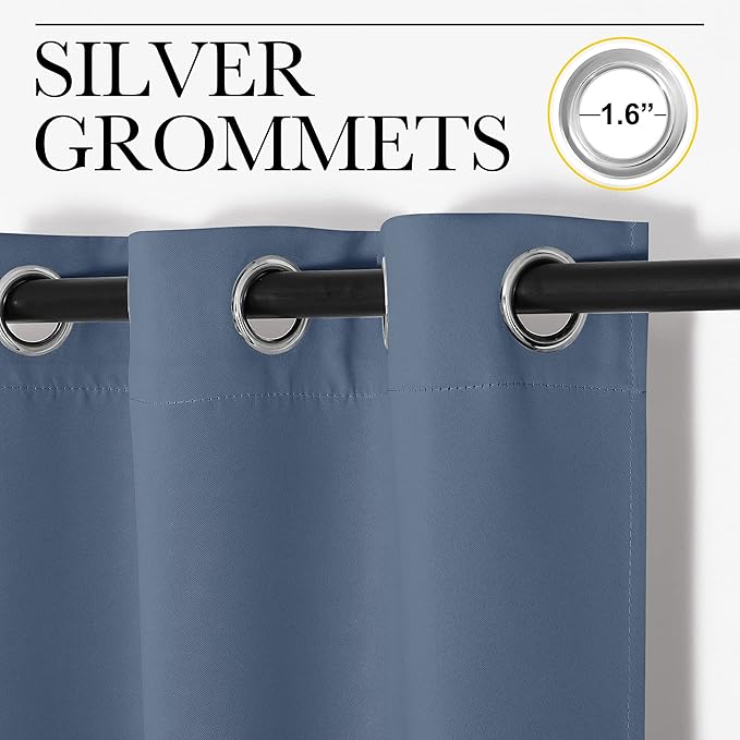NICETOWN Bedroom Window Blackout Curtain Panel - Thermal Insulated Blackout Drape/Drapery for Loft, Guestroom (Stone Blue, 1 Panel, 70 x 63 inch)