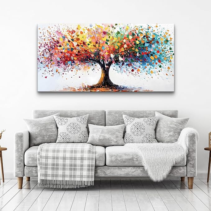Lapremoly Large Wall Art For Living Room Abstract Wall Decor For Office Colorful Tree Landscape Wall Painting Bedroom Home Decorations Modern Framed Canvas Prints Posters Mural Artwork Hang Easy