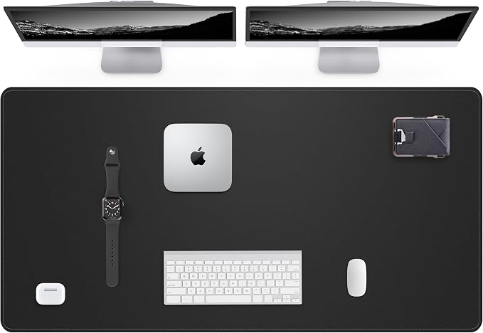 AFIING Leather Desk Pad Protector,48"x24" - Premium Desk Mat, Large Mouse Pad,Non-Slip Desk Blotter,Waterproof Desk Writing Pad for Office and Home(Black)