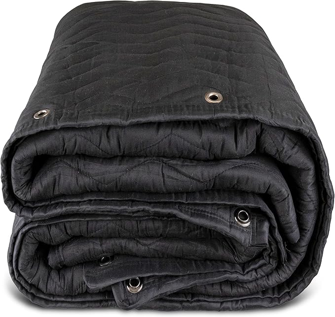 US Cargo Control 96" x 80" Extra Large Sound Dampening Blanket with Grommets, Light Blocking Acoustic Blanket for Wall Hanging and Studios, Machine Washable, 12LBS