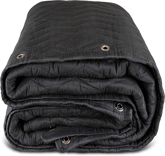 US Cargo Control 96" x 80" Extra Large Sound Dampening Blanket with Grommets, Light Blocking Acoustic Blanket for Wall Hanging and Studios, Machine Washable, 12LBS