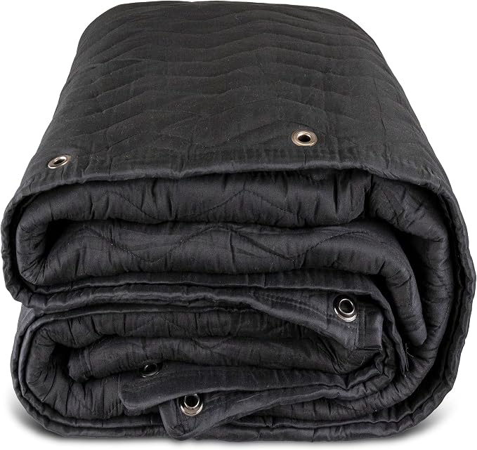 US Cargo Control 80" x 72" Large Sound Dampening Blanket with Grommets, Light Blocking Acoustic Blanket for Wall Hanging and Studios, Machine Washable, 9 LBS