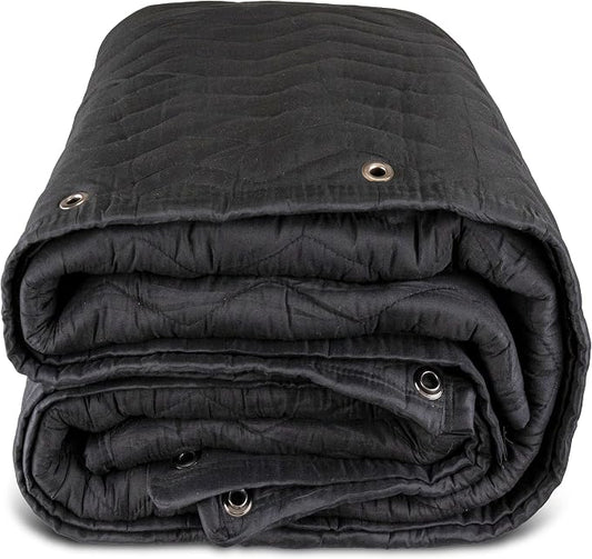US Cargo Control 80" x 72" Large Sound Dampening Blanket with Grommets, Light Blocking Acoustic Blanket for Wall Hanging and Studios, Machine Washable, 9 LBS