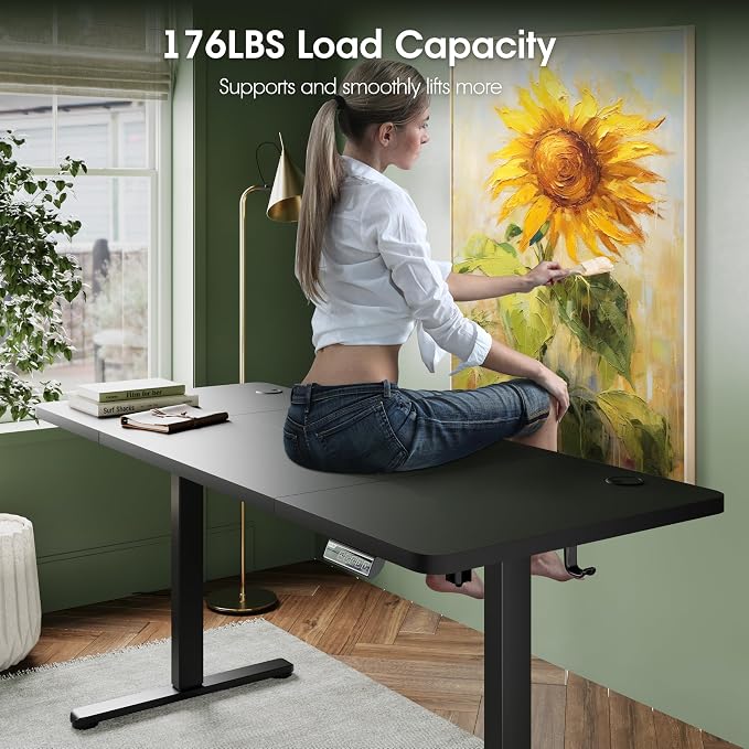 Monomi Electric Standing Desk 55x24 Inches, Height Adjustable Sit Stand Up Computer Desk for Home Office, Ergonomic Workstation with 178LBS Load Capacity & Quiet Motor, Two-Piece Desktop, Black