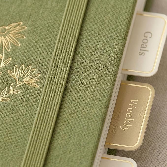 VIVID SCRIBBLES A5 Bullet Dotted Journal – 160GSM Bleed-Proof Dot Grid Notebook with 200 Numbered Pages, Lay-Flat Hardcover, Pen Loop & Expandable Pocket, Sage Green