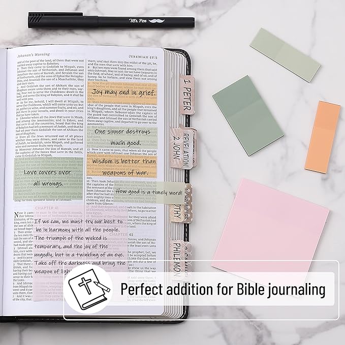 Mr. Pen- Pastel Transparent Sticky Notes, 200 pcs, Bible Sticky Notes, Planner Tabs, Stocky Notes for Bible Journaling