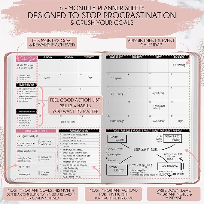 90-Day Goal Planner with Daily Journal, Gratitude & Habit Tracker | Daily Planner, Productivity, Time blocking, Manifestation & Affirmations with Vision Board, Gratitude Journal for Women & Men
