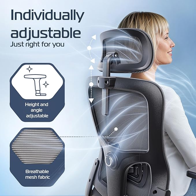 BrightSeat Ergonomic Office Chair Comfy [#1 in Tests] Swivel Chair | Ergonomic Chair with Breathable Mesh Back | Computer Chair with wheels | Home Office Desk Chair with 2D Headrest | For 330lbs