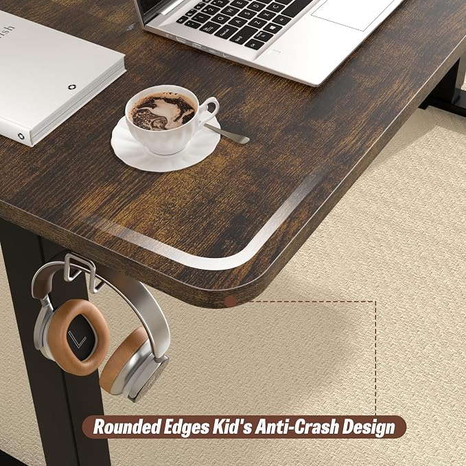 55"x24" Standing Desk, Height Adjustable Sit-Stand Home Office, Brown | Electric Adjustable Standing Desk, Sit to Stand Computer Office Desk with Splice Board, Memory Preset, Lifts 28.7''-46.5"
