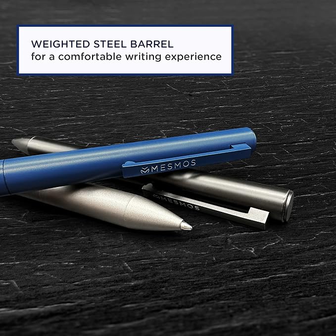 MESMOS Dad Pen Set, Best Ever Birthday Gift for Him from Daughter Son Wife, 3 Engraved Luxury Metal Ballpoint Pens, Cool #1 Fathers Day Gift, Black Ink, Smooth German-Made Writing