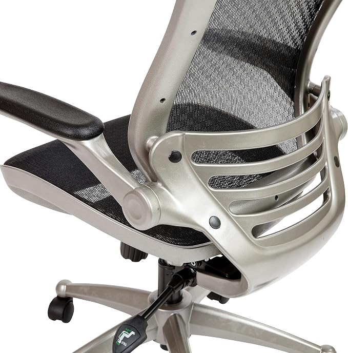 Flash Furniture Warfield Mid-Back Transparent Black Mesh Executive Swivel Office Chair with Graphite Silver Frame and Flip-Up Arms