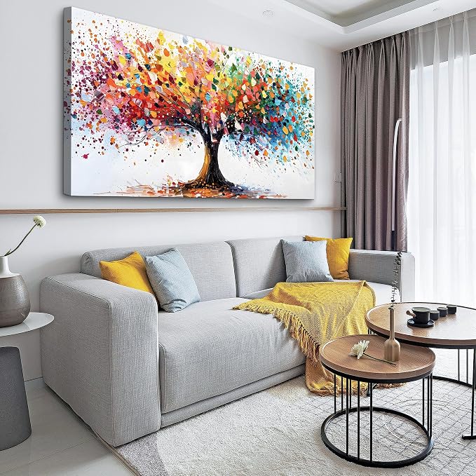 Lapremoly Large Wall Art For Living Room Abstract Wall Decor For Office Colorful Tree Landscape Wall Painting Bedroom Home Decorations Modern Framed Canvas Prints Posters Mural Artwork Hang Easy