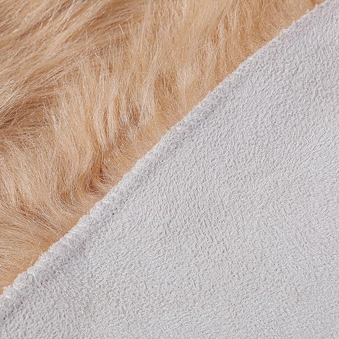 linmopm Faux Fur Sheepskin Rug, Beige, 4x6 ft | Shag Fluffy Fuzzy, High-Density Cushion, For Bedroom Bedside Living Room, Plush Carpet, Sofa Cover