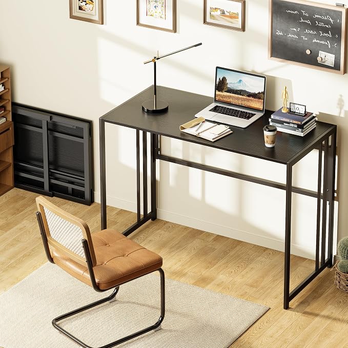 Elephance 40" Folding Computer Desk No Assembly Needed Foldable Small Home Office Desk Study Writing Desk Gaming Table for Small Space