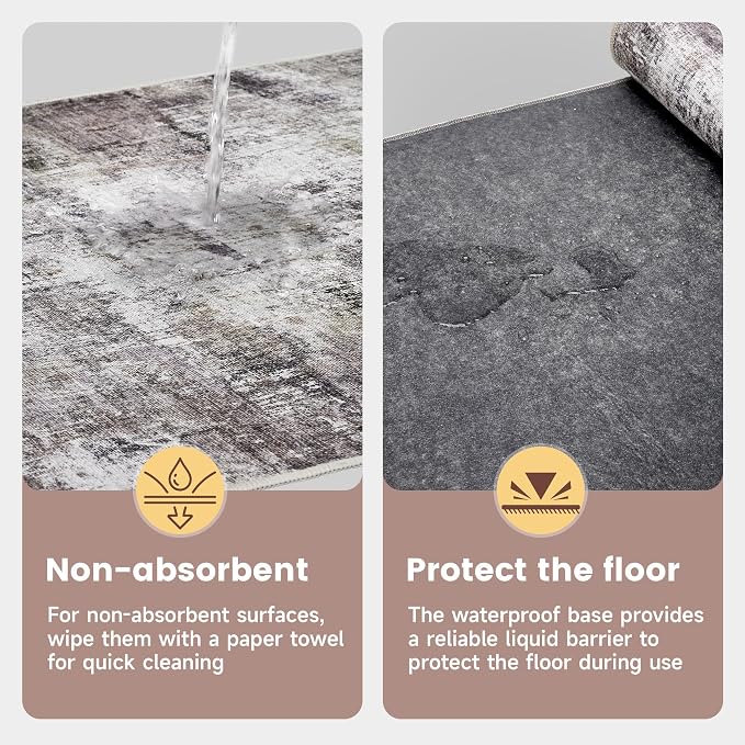 Office Chair Mat for Hardwood Tile Floor, 36"x48"Anti-Slip Under Desk Carpet Protector for Rolling Computer Chair Mat, Machine Washable Office Area Carpet (Chenille,Beige)