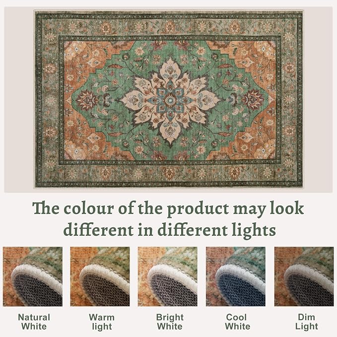Tangsoo 2x6 Washable Runner Rug for Hallways, Non Slip Vintage Runner Rug, Soft Boho Low Pile Long Rug Runner, Carpet Runners for Kitchen Bedroom Entryway Bathroom Living Room