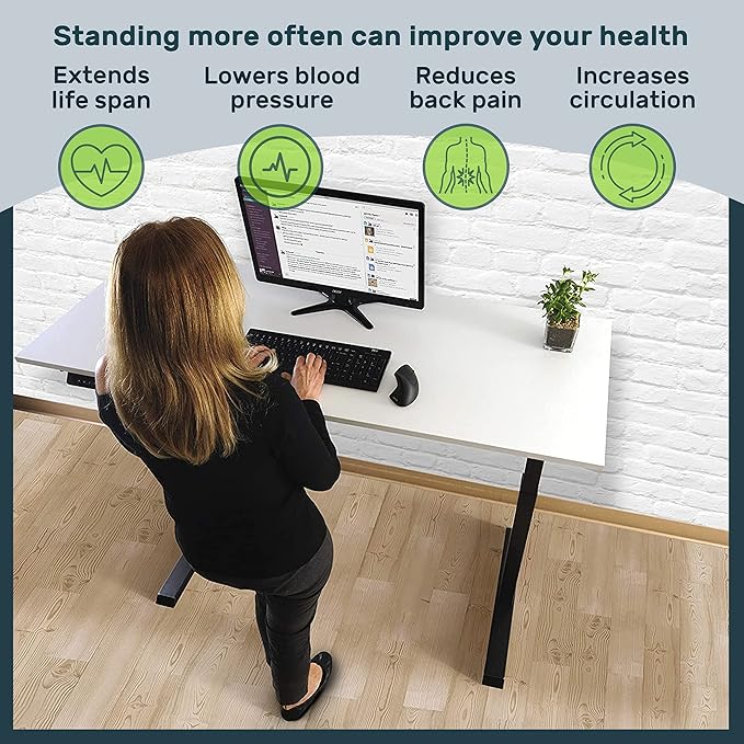 TechOrbits Electric Standing Desk Frame 60 x 24 Inch Tabletop - Motorized Workstation Two Leg Stand Up Desk with Memory Settings and Telescopic Sit Stand Height Adjustment (Black Frame/Wood BrownTop)