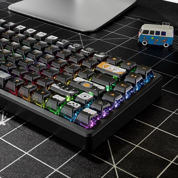 GTSP Punk Pudding Keycaps PBT, 116-Keys Transparent Keycaps 60 Percent ASA Profile Doubleshot Custom Replacement Caps US Layout for Full Size 75% 65% 60% Mechanical Keyboard (Fairy Tale)