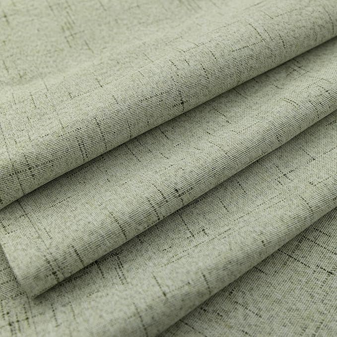 Sage Green Linen Blackout Curtains for Bedroom 84 Inch Long Black Out Pleated Thermal Darkening Light Blocking Boho Farmhouse Cottage Core Soundproof Sound Proof Curtains for Office Window Living Room