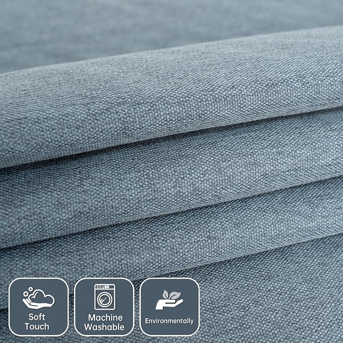 DriftAway Blackout Soundproof Thermal Insulated Linen Textured Curtains with Quilted Thermal Lining for Cold and Heat Blocking Noise Reducing Daytime Sleep 1 PC 52 Inches by 86 Inches Dusty Blue