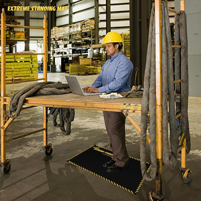 18” x 36” - 1” Thick | Anti Fatigue Mats for Standing | Industrial Antifatigue Mat with Safety Stripes | Anti Fatigue Mat for Workplace, Kitchen Standing Mat