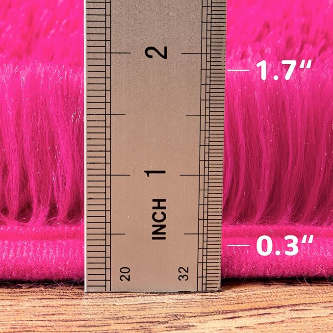 Awaytail Fluffy Rug Runners 2x6, Super Soft Hot Pink Bedside Rug, Runner Rug for Bedroom Girls, Non-Slip Rug Hallway Decor