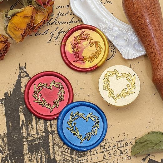 SWANGSA Heart Branch Wax Seal Stamp Kit with 200pcs Sealing Wax Beads, Great for Embellishment of Wedding Invitations, Wine Packages, Gift Wraps