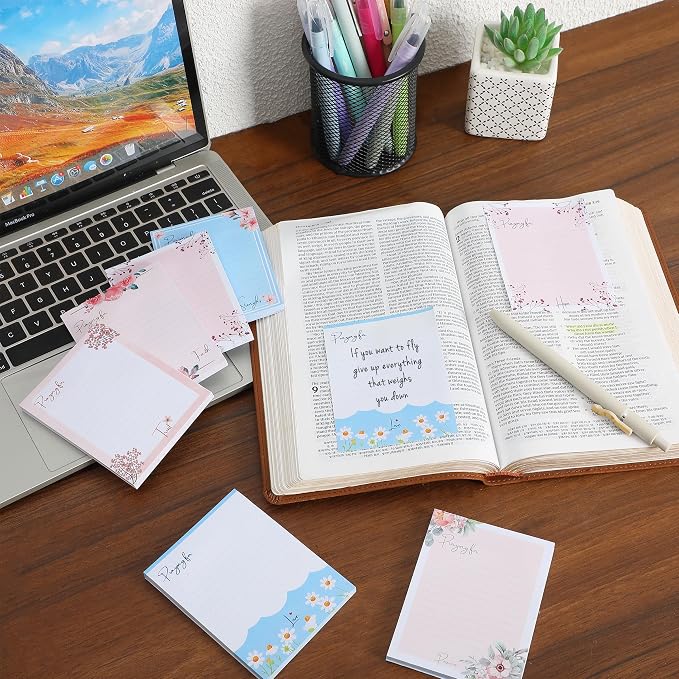 Mr. Pen- Floral Lined Sticky Notes, 3" x 4", 6 Pads, 60 Sheets/Pad | Aesthetic Sticky Notes with Lines, Ruled Post Stickies, Memo Pads, Self-Stick Note Pad for Office, School, Home, Study