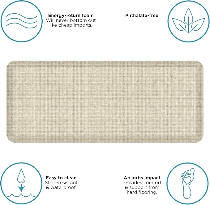 GelPro Designer Comfort Ergo-Foam Cushioned Anti-Fatigue Kitchen Floor Mat, Padded Stain-Resistant, Waterproof, Non-Slip Comfort Padded Desk/Office Mat, 20"x48", Tweed Antique W