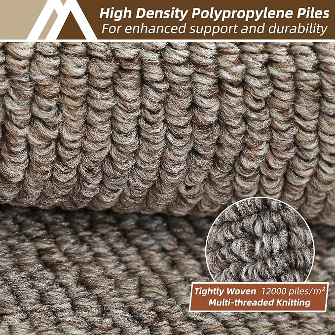 COSY HOMEER Kitchen Rugs Non-Slip 20x30/20x48 Inch Thick Polypropylene Standing Mat for Home Machine Washable, Brown Frame