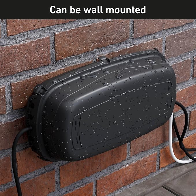 D-Line Outdoor Weatherproof Electrical Cable Box, IP54 Rated for Safe Outdoor Use, Power Strip Enclosure, Plug Protector, Garden Extension Cord Cover - 11.4in (L) x 4.92in (W) x 4.33in (H) - Black