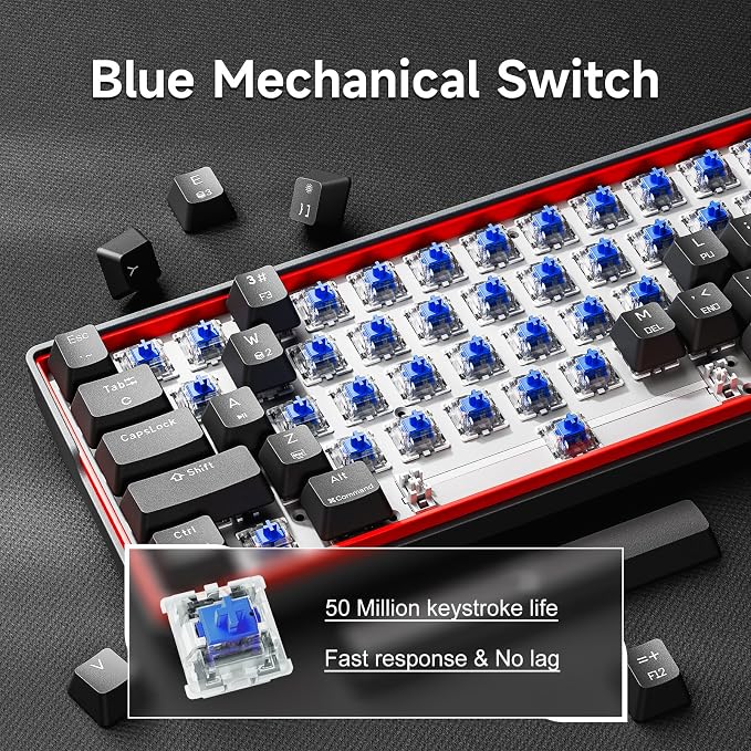 KEMOVE K61SE Gaming Mechanical Keyboard, 60 Percent Wired RGB Backlit N-Key Rollover Compact Mini 61 Keys Keyboard for PC Laptop, Blue Switch
