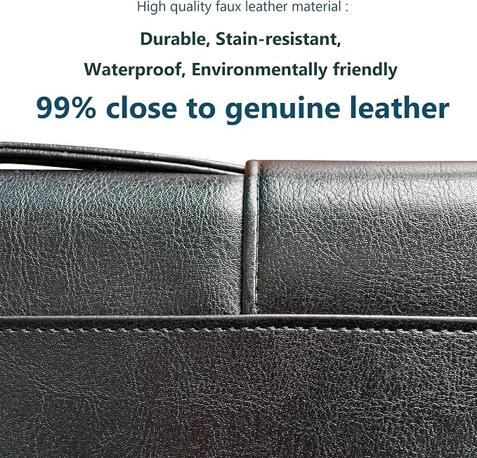 Faux Leather 3 Ring Portfolio Binder With Handle, Business Padfolio for Men & Women, Zippered Document Organizer for Home & Office Use, Including Clipboard, Notepad and Sheet Protectors (Black)