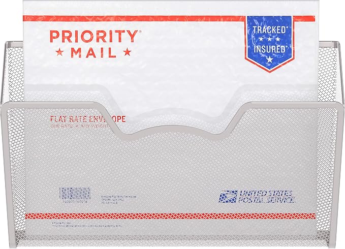 Simple Houseware Wall Mount Single Pocket File Organizer Holder, 3 Packs, Silver