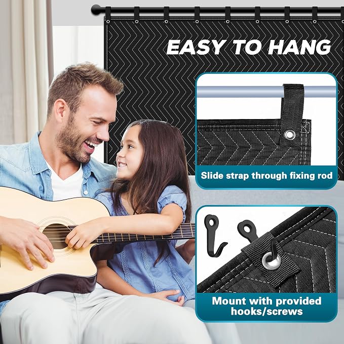 Large Sound Dampening Blanket,96" x 80" Sound Absorbing Studio Blanket,Noise Cancelling Studio Acoustic Blanket Curtain/Light Blocker/Moving Blanket
