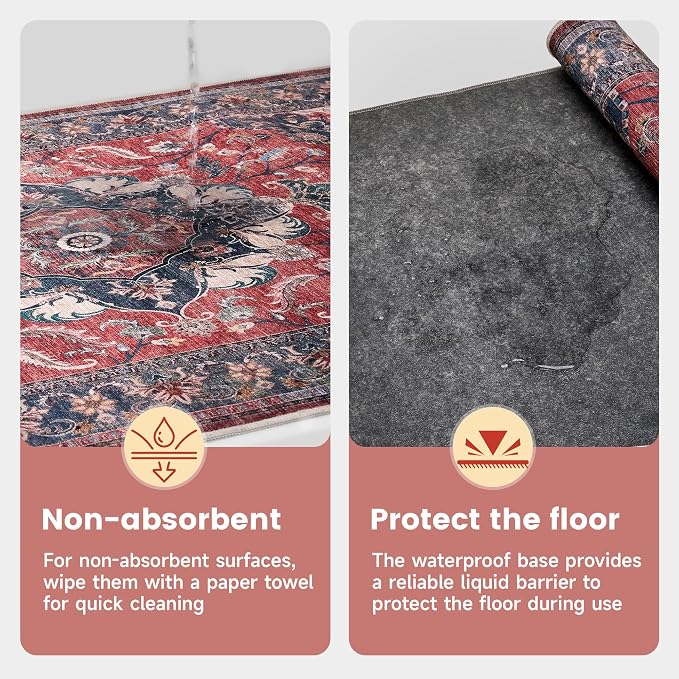 Office Chair Mat for Hardwood Tile Floor, 36"x48"Anti-Slip Under Desk Carpet Protector for Rolling Computer Chair Mat, Machine Washable Office Area Carpet (Chenille,Red)