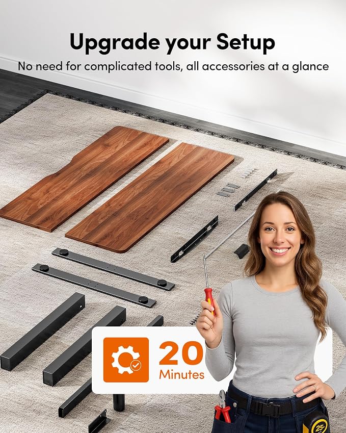 FEZIBO Electric Standing Desk Adjustable Height, 40 x 24 Inch Sit and Stand Desk, Home Office Desk, Ergonomic Workstation Computer Desk, Black Walnut