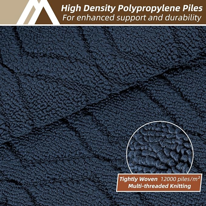 COSY HOMEER 60x24Inch/35X24Inch Kitchen Rugs Sets Non-Slip Washable Kitchen Mats for Floor Polypropylene Absorbent Kitchen Runner for Kitchen Sink Hallway Entryway(Navy Blue)