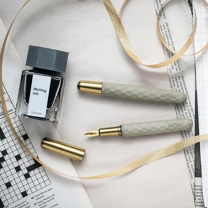 22STUDIO Polygon Rollerball Pens | Luxury Smooth Writing Pen | Unique Design for Professionals & Collectors | Premium Office Stationery | Gift for Executives & Writers (Dune)