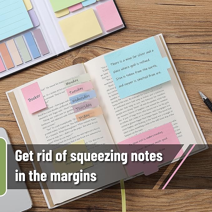 Mr. Pen- Sticky Notes Set, 410 Pack, Ruled | Dotted & Blank Notes with 150 Index Tabs, Divider Sticky Pads for Bible Study, Office, School, Planning