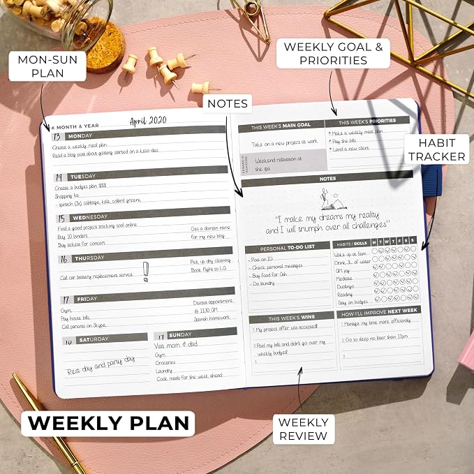 Clever Fox Planner – Undated Weekly & Monthly Planner for Productivity, Time Management & Goals – Organizer Journal – A5 (Royal Blue)