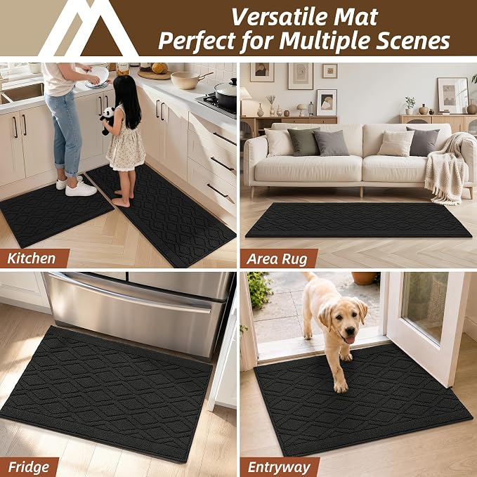 COSY HOMEER Kitchen Rugs 24"x35" Non-Slip Washable Kitchen Mats for Floor Polypropylene Absorbent Kitchen Floor Mat for Kitchen Sink Entryway,Red