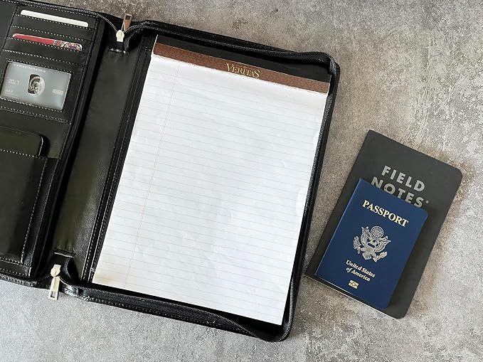 Leather Portfolio for Men, Personalized Leather Portfolio with Zipper, Customized Portfolio Organizer, Vegan Leather Padfolio for Women, Custom