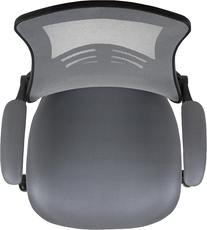 Flash Furniture Kelista Mid-Back Swivel Office Chair with Adjustable Seat Height, Ergonomic Mesh Desk Chair with Flip-Up Armrests, Dark Gray | Adjustable Foot Ring, Mid-Back, Flip-Up Arms, Mesh Back