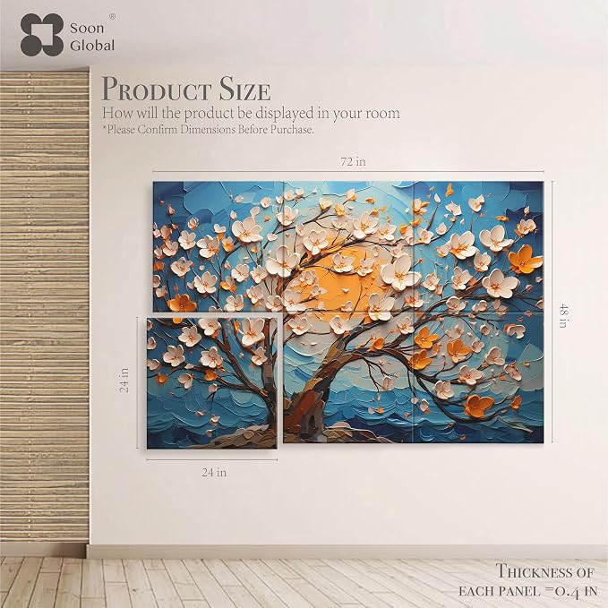 Soon Global Acoustical Wall Panels, 72 X 48 Inches Art Acoustic Panels, Decorative Acoustic Panels, Acoustic Wall Panels, Sound Absorbing Wall Art, Canvas