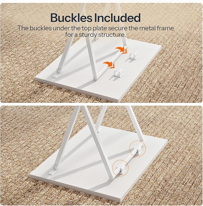 HOOBRO Folding TV Tray Tables, Stable Snack Table for Small Space, Portable Sofa Side Table, Easy Assembly and Storage, Ideal for Snacks and Meals in Living Room, White WW15BZ01