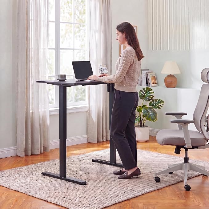 ErGear Electric Standing Desk Legs, 4 Memory Height Settings Height Adjustable Desk Frame, Sit Stand Table Legs Up to 47.2", Ergonomic Stand up Converter Base Workstation, Black Frame Only