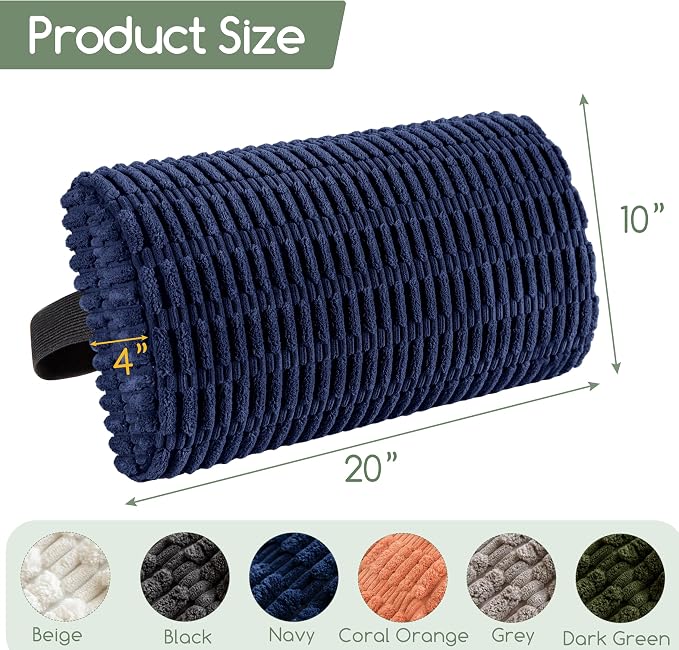 Lumbar Support Pillow for Recliner Chair/Office Chair/Couch, Memory Foam Back Support Cushion with Adjustable Strap, Recliner Cushions for Lower Back Pain Relief, Sleeping, Washable Cover, Navy