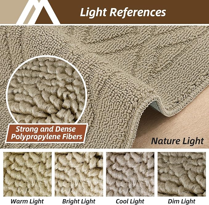 COSY HOMEER 60x24Inch/35X24Inch Kitchen Rugs Sets Non-Slip Washable Kitchen Mats for Floor Polypropylene Absorbent Kitchen Runner for Kitchen Sink Hallway Entryway(Beige)